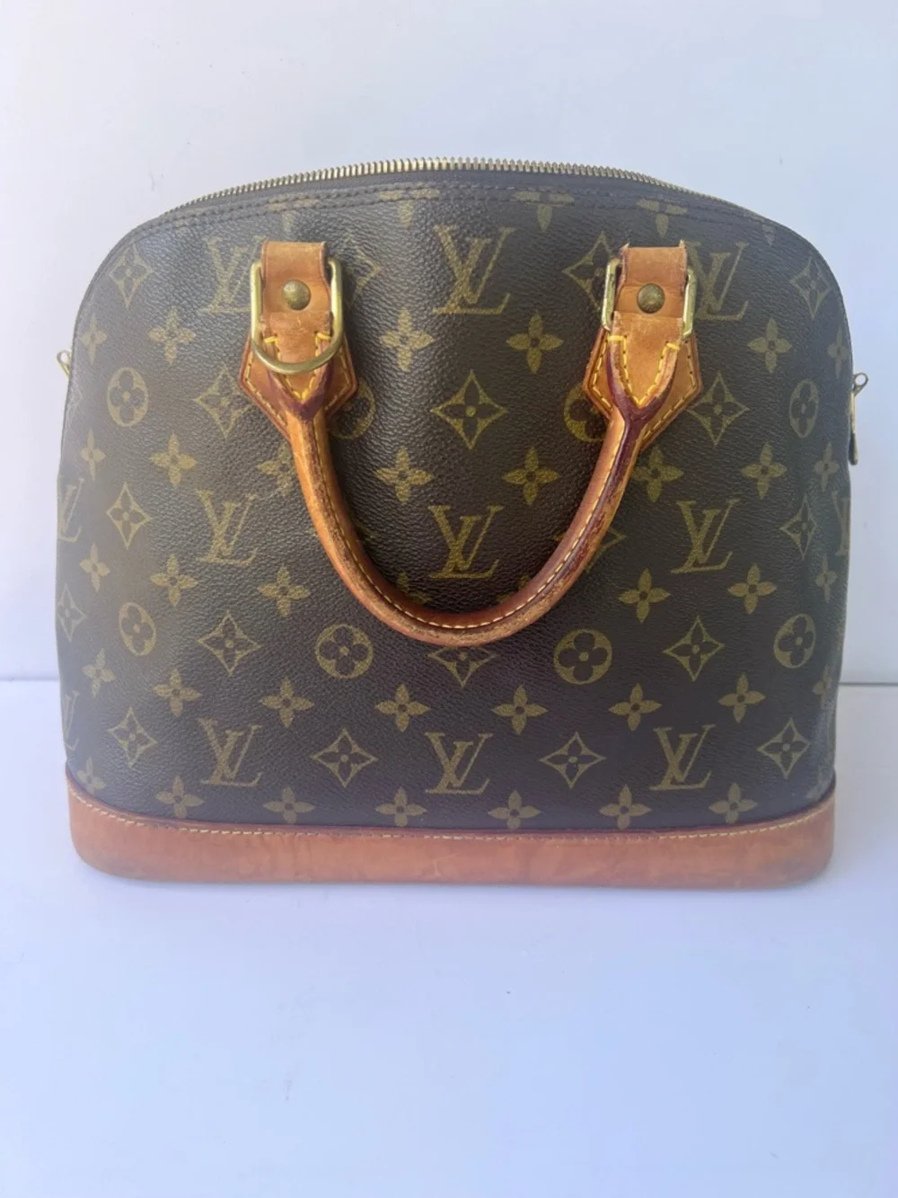 Louis Vuitton Monogram Alma PM Brown Canvas Top Handle Bag Authentic Vintage - Picture 1 of 12